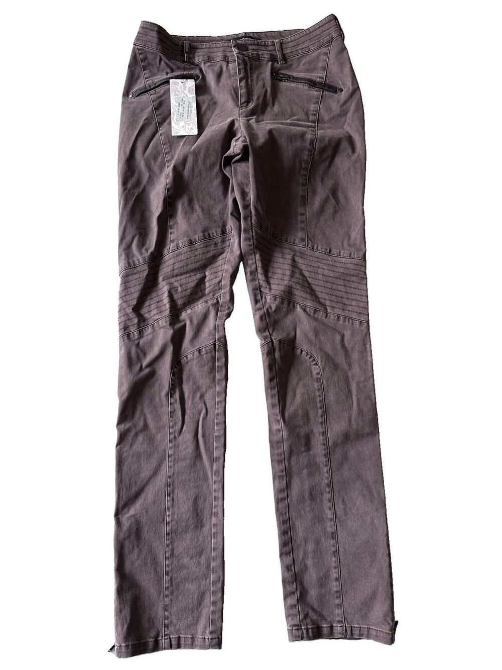 Peruvian Connection Latte Motorcycle Pants Skinny Ankle Zip Size 6 New